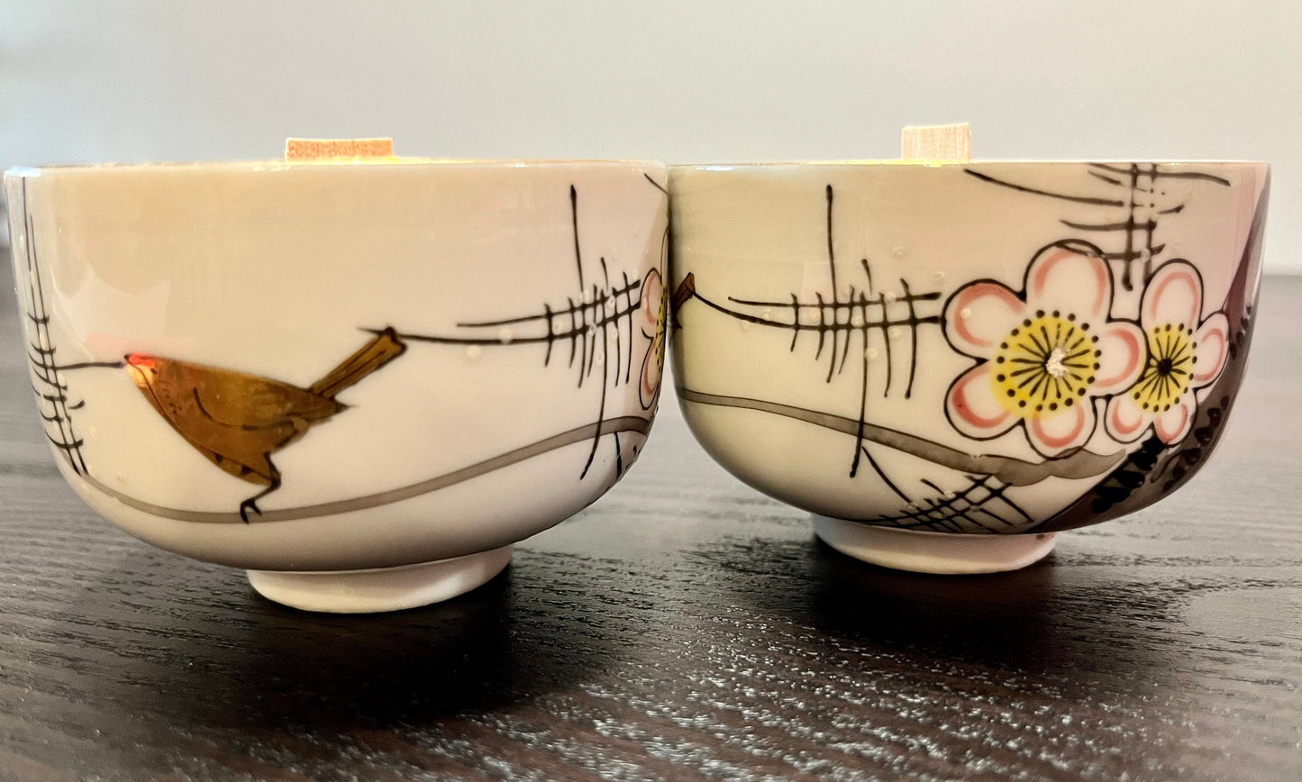 Japanese Sakura and Bird Teacup Candle ~ Gift Box ~ Present ~ Thank You ~ Holiday Gift ~ Gift Idea ~ Christmas ~ Gift ~Stocking Stuffer